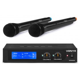 Juego de micrfonos VHF de 2 canales con 2 dispositivos porttiles Vonyx  WM522