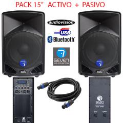 equipo audio pro activo + pasivo Bluetooth usb sd fm rec Seven  PASV-15APRO activo + pasivo